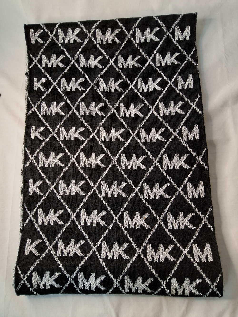 Michael‎ Kors Black and White MK Logo Jacquard Scarf